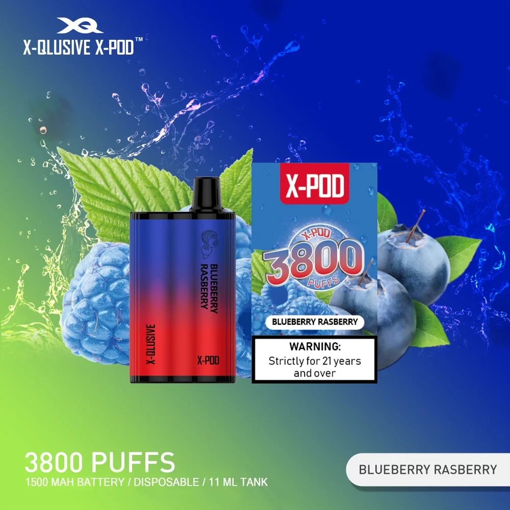 x qlusive x pod blueberry raspberry – 3800 puffs