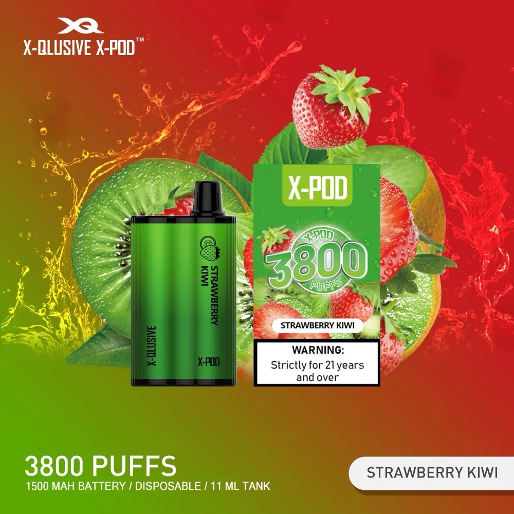 x qlusive x pod strawberry kiwi – 3800 puffs